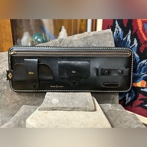 Vintage Black Leather Organizer Case for Automobile